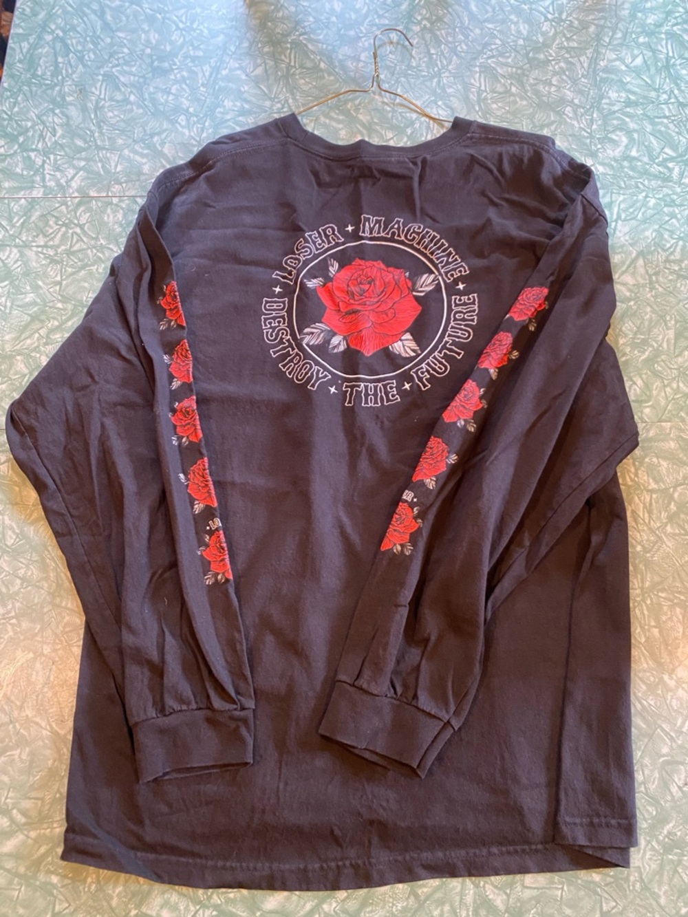 Nice Black Men’s XXL Loser Machine Co. Roses “Destroy The Future” Long Sleeve